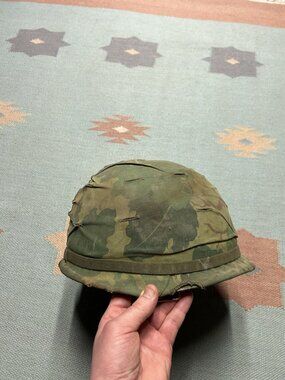 Original Graffiti Vietnam War US Army or Marine M1 Helmet Mitchell Cover Art